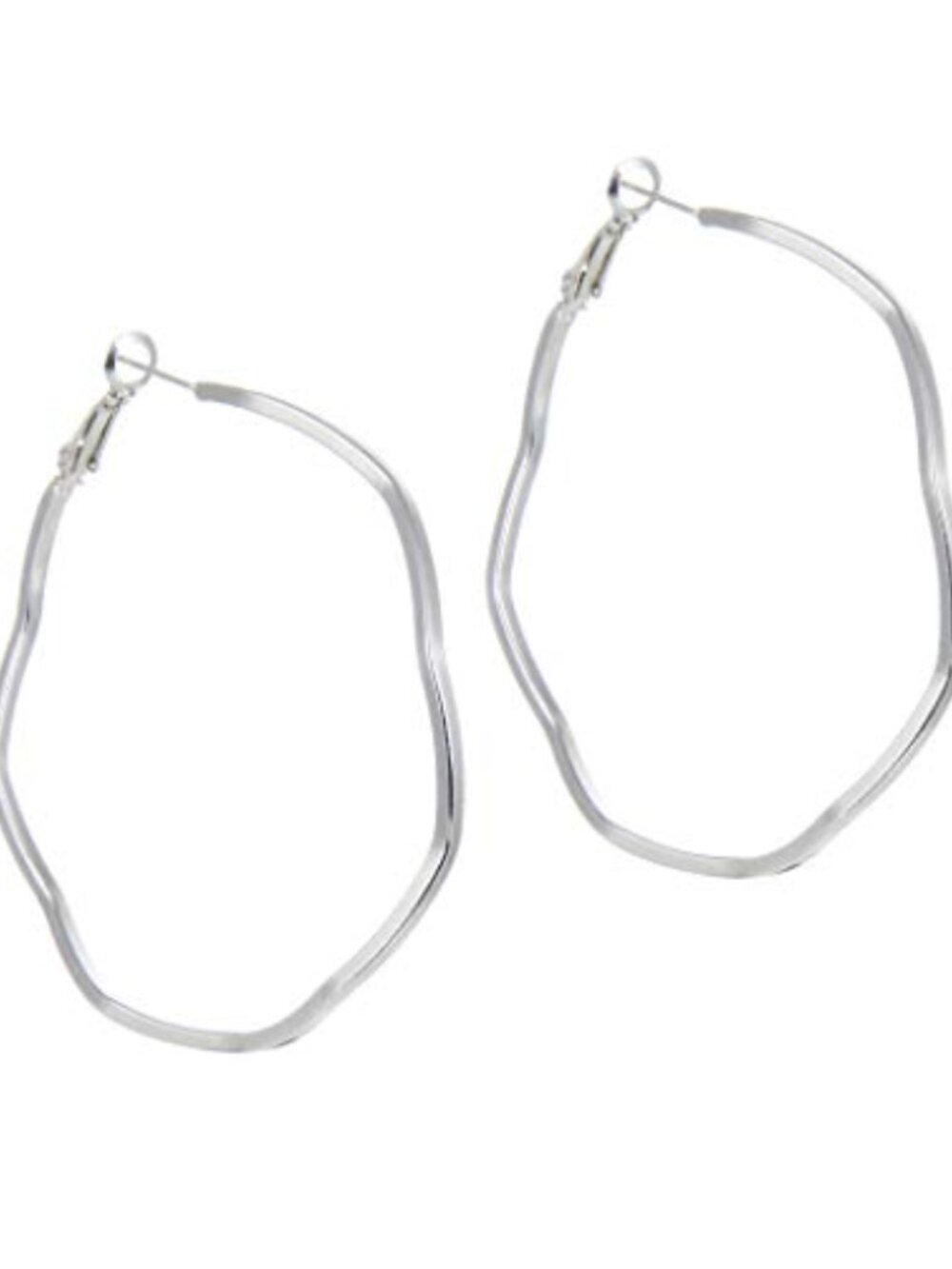 Stainless Steel Wave Hoop Earrings Irregular Geometric Latch Back